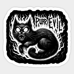 Purr Evil Heavy Metal Satanic Cat Sticker